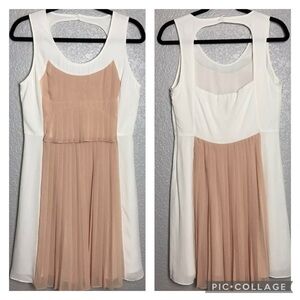 McGinn Pleated Dress Cutout Back White & Nude M